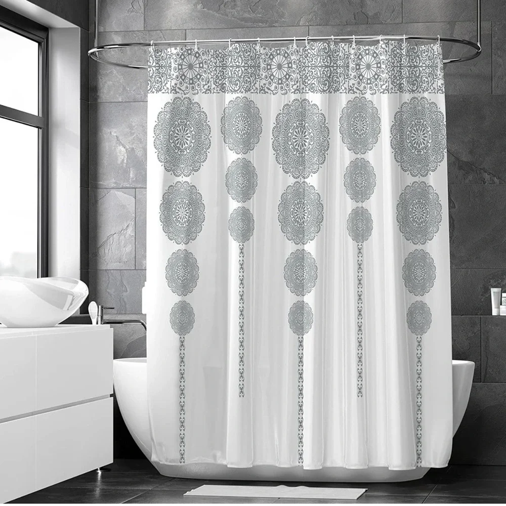 Shower Curtain - Set with 12 Hooks 72 x 72 Inches (Bohemian)